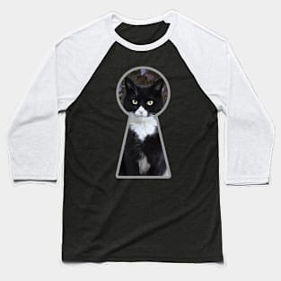 BLACK CAT FROM THE KEYHOLE Baseball T-Shirt